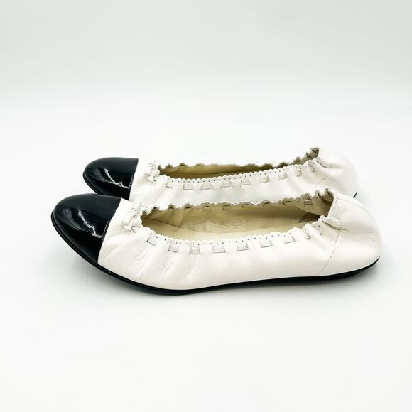 Chanel CC Cap Toe Ballet Bow Flats Leather - Picture 5 of 13
